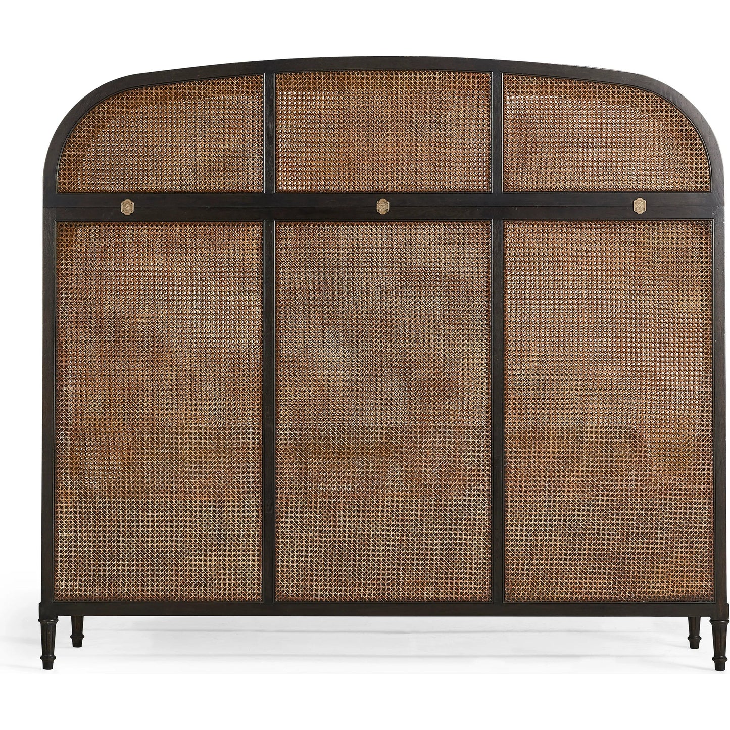 004 SI-2334502 | Additional Silo | Tangiers Shelter Bed by Jonathan Charles in brown, black and ebonized oak. Made from oak solids, natural cane, flat-cut oak veneers in a rustic style.