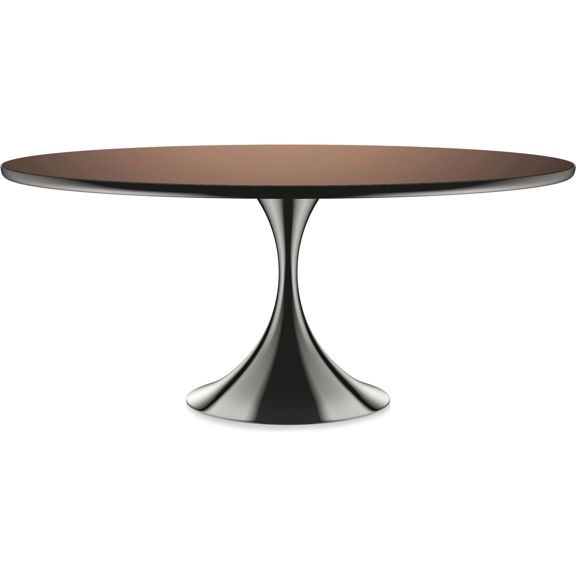 Semper 72 Oval Dining Table by Caracole in deep bronze. Made from metal, glass in a unique style.