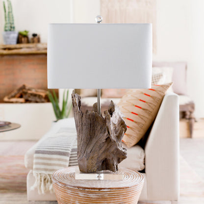 Darby - 21509 by Surya in clear, metallic nickel, brown and hand finished. Made from linen, polyester, crystal, metal in a coastal style.