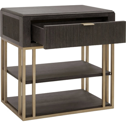 West End Nightstand with Storage-Drawer by Pulaski Furniture in tuxedo. Made from rubberwood in a modern style.
