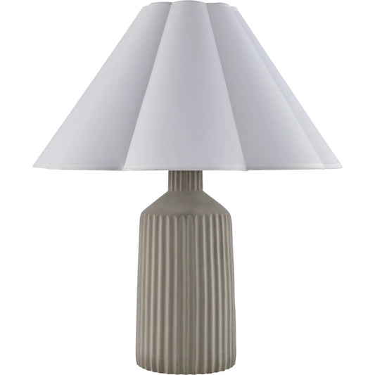 Arez Accent Table Lamp by Livabliss in hand painted gray. Made from concrete, cotton in a unique style.