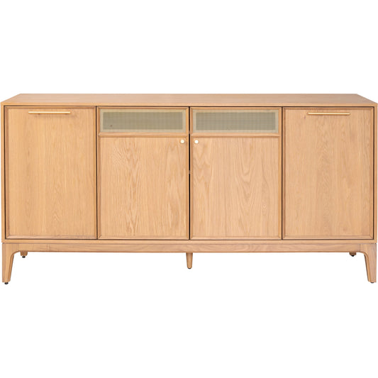 Arizona Sideboard by LH Imports in natural and natural, brass. Made from oak, oak veneer, mdf, metal mesh, metal in a modern style.