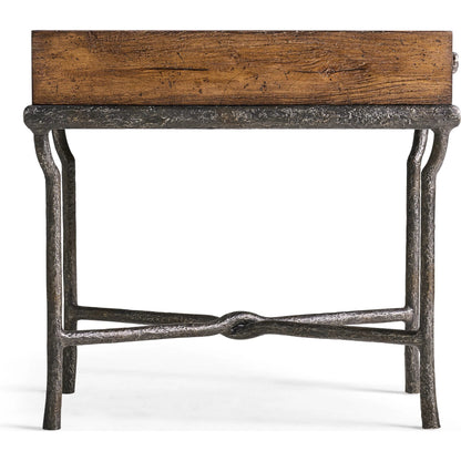 Forge Iron Storage Side Table by Jonathan Charles in cast metal finish. Made from main aluminum in a unique style.