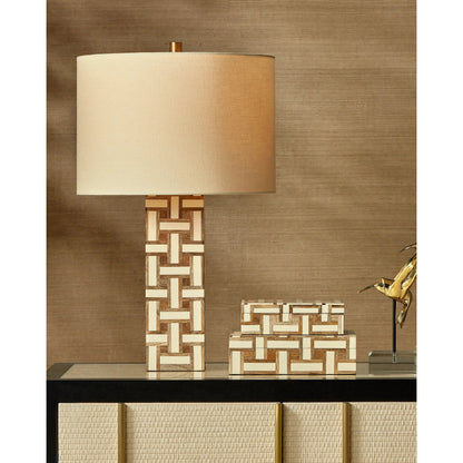 Aarna Box Set by Currey and Company. Made from composite, wood, engineered hardwood, linen in a modern style.