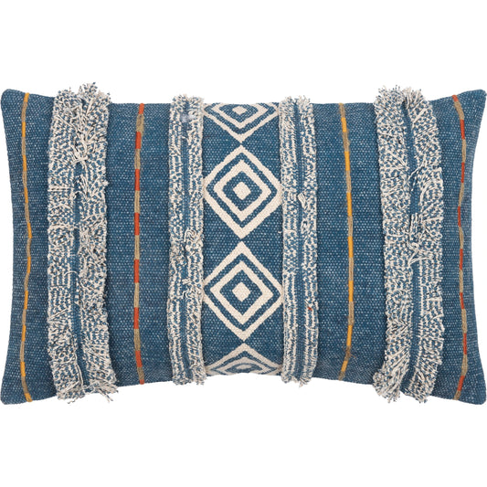 Ashbury Pillow - 13877 by Surya in dark blue, light beige. Made from 100% cotton in a eclectic & global style.