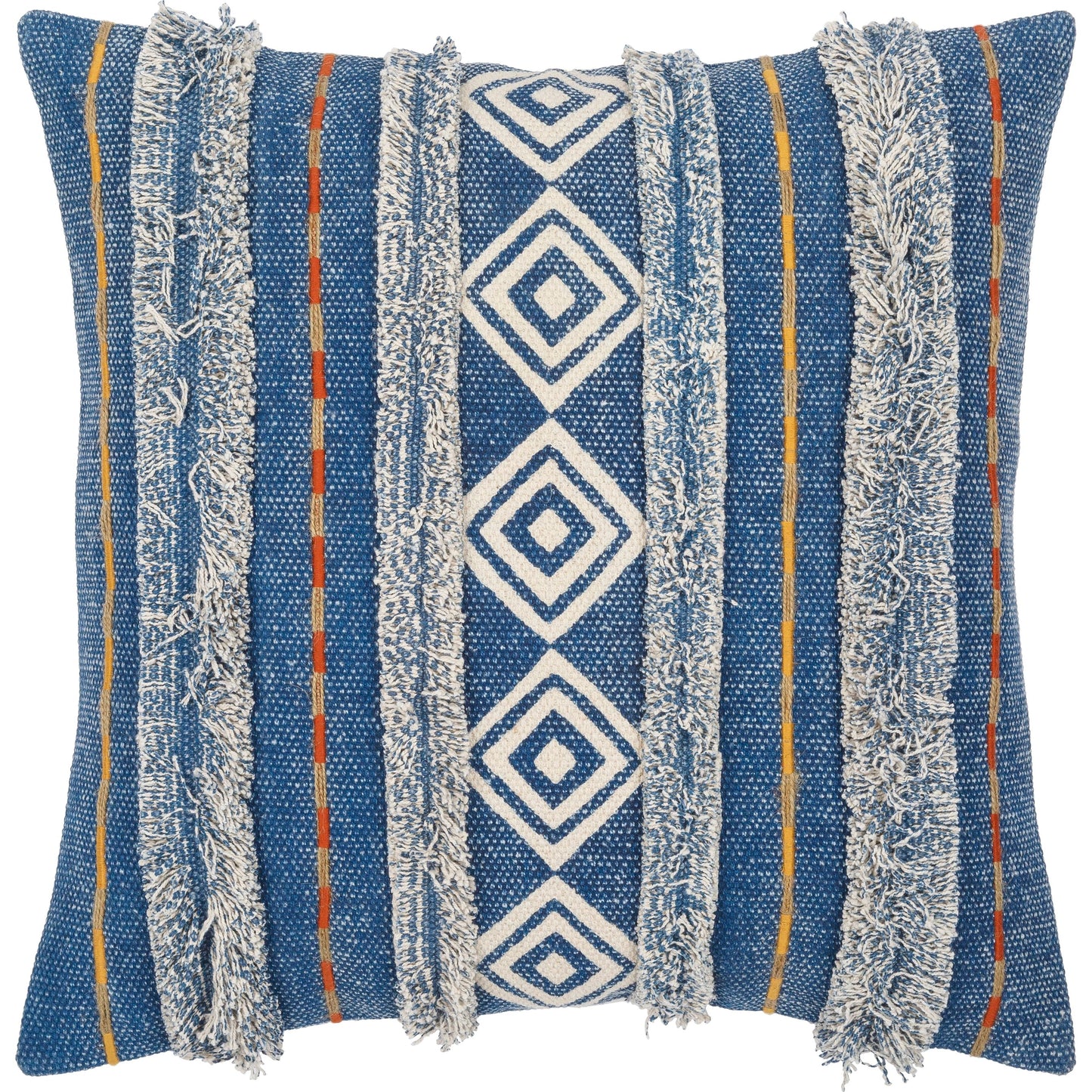 002 SI-1876704,SI-1876705,SI-1876706,SI-1876707 | Primary Silo | Ashbury Pillow - 13877 by Surya in dark blue, cream, tan, mustard, rust. Made from 100% cotton in a eclectic & global style.