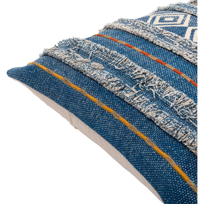 Ashbury Pillow - 13877 by Surya in dark blue, cream, tan, mustard, rust. Made from 100% cotton in a eclectic & global style.