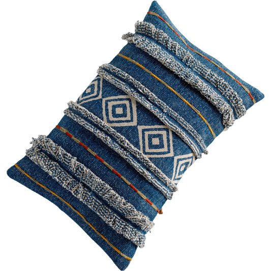 Ashbury Pillow - 13877 by Surya in dark blue, light beige. Made from 100% cotton in a eclectic & global style.