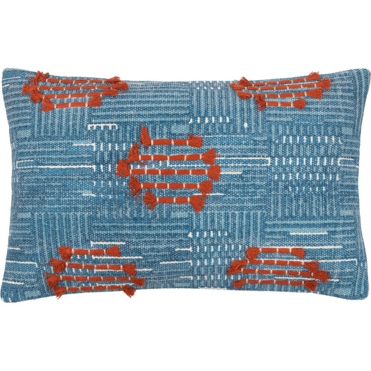 Ashbury Pillow - 8695 by Surya in blue, light beige. Made from 100% cotton in a eclectic & global style.