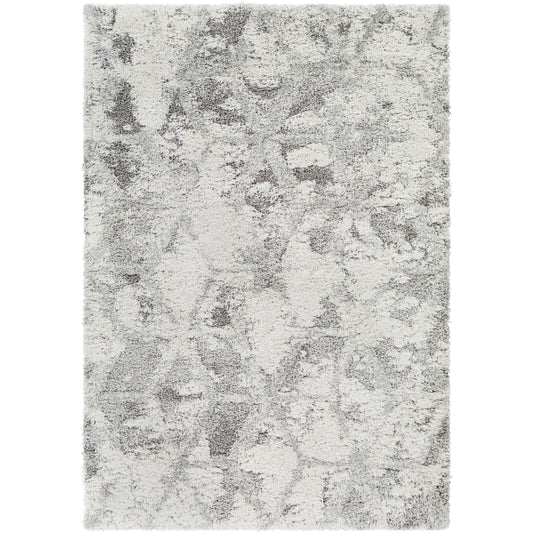 Alta Shag Rug by Livabliss in light gray, off-white, medium gray. Made from 100% polypropylene in a modern style.