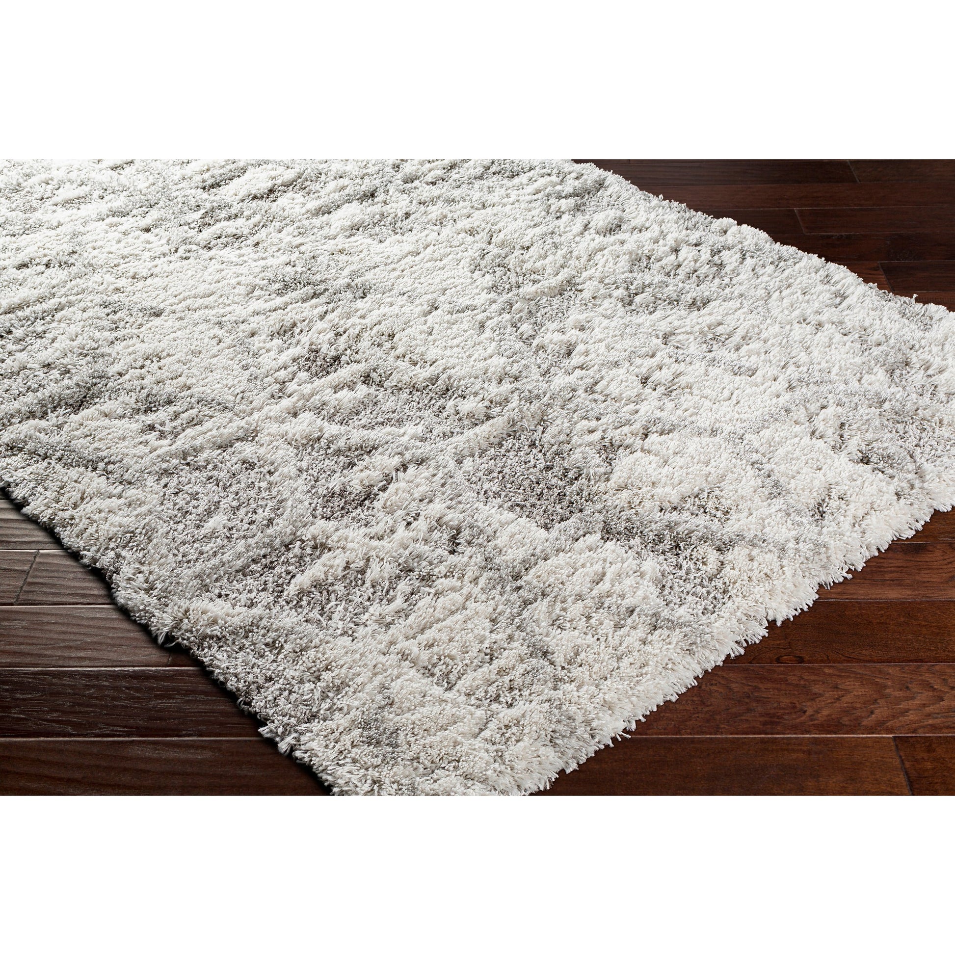 Alta Shag Rug by Livabliss in light gray, off-white, medium gray. Made from 100% polypropylene in a modern style.
