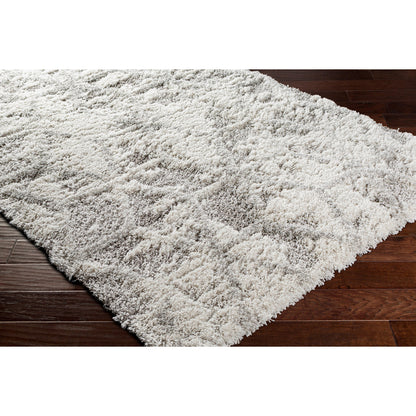 Alta Shag Rug by Livabliss in light gray, off-white, medium gray. Made from 100% polypropylene in a modern style.