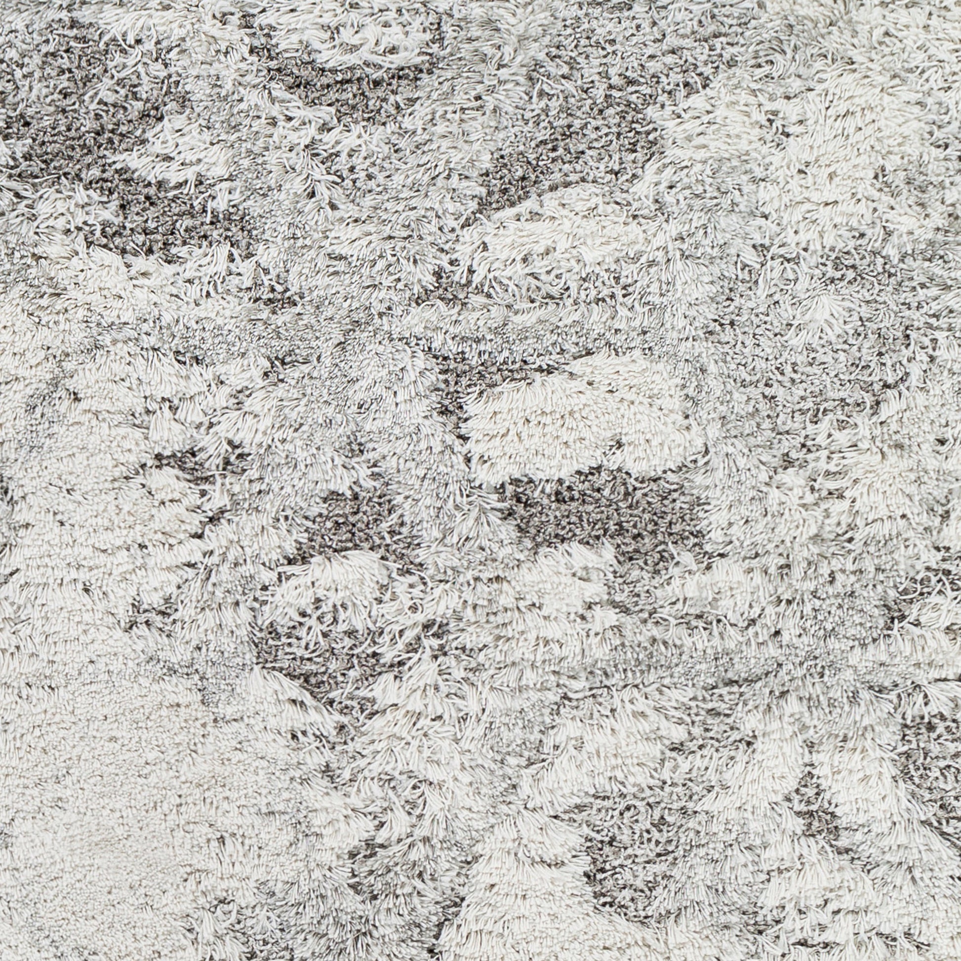 Alta Shag Rug by Livabliss in light gray, off-white, medium gray. Made from 100% polypropylene in a modern style.
