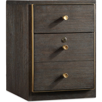 Curata Mobile File Cabinet by Hooker Furniture in midnight brown. Made from white oak veneers, metal in a modern style.