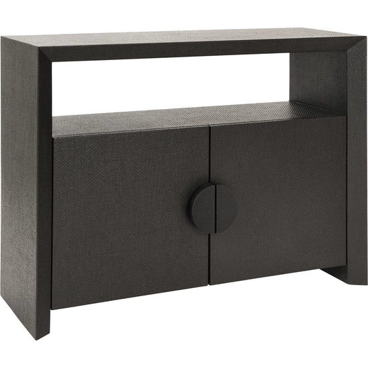 Aspen Two Door Console by Worlds Away. Made from solid wood, mdf, grasscloth in a modern style.