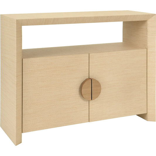 Aspen Two Door Console by Worlds Away. Made from solid wood, mdf, grasscloth in a modern style.