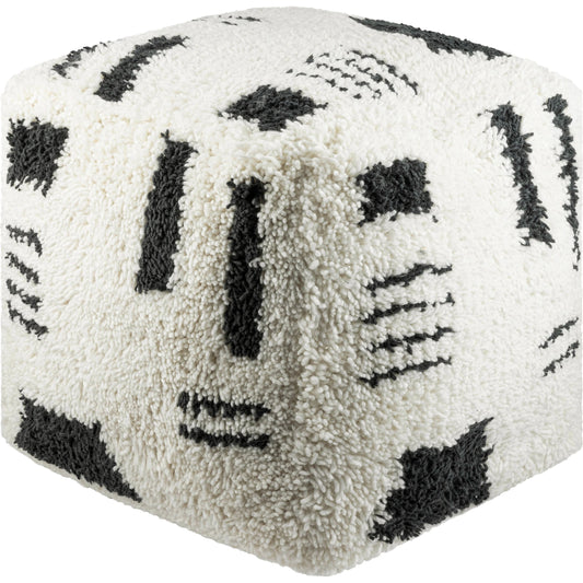 Aksel Pouf by Surya. Made from top: 80% wool, 20% cotton, bottom: 100% cotton, fill: 100% polybeads in a modern style.