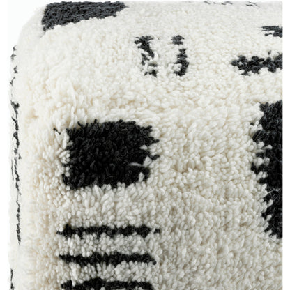 Aksel Pouf by Surya. Made from top: 80% wool, 20% cotton, bottom: 100% cotton, fill: 100% polybeads in a modern style.