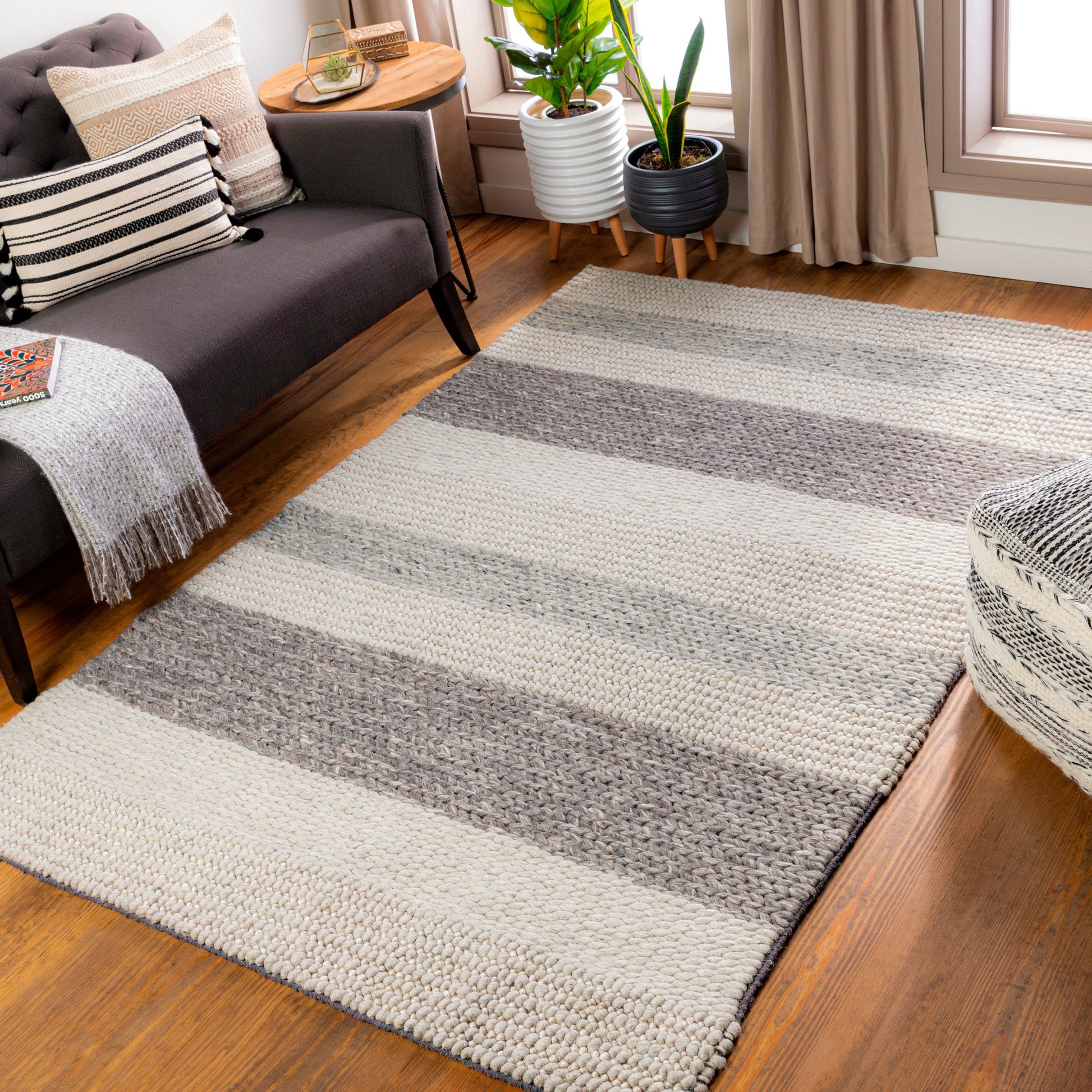 Asos ASS-2300 Rug by Surya in charcoal, medium gray, light gray. Made from 80% wool, 20% cotton in a unique style.