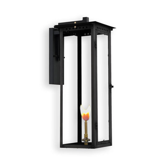 Alantowne Gas Lantern by Primo Lighting in midnight black. Made from copper in a unique style.