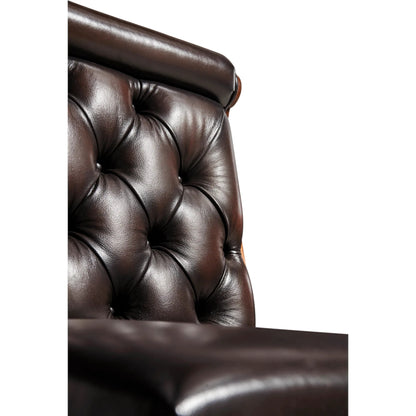 Viceroy Side Chair by Jonathan Charles in viceroy brown santos. Made from local mahogany, leather, brass in a traditional style.