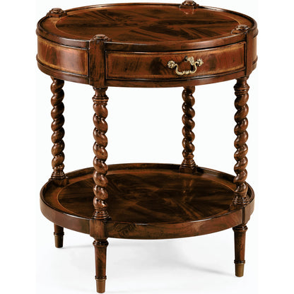 Regency Mahogany Round Side Table by Jonathan Charles in brown and medium antique mahogany. Made from acacia in a traditional style.
