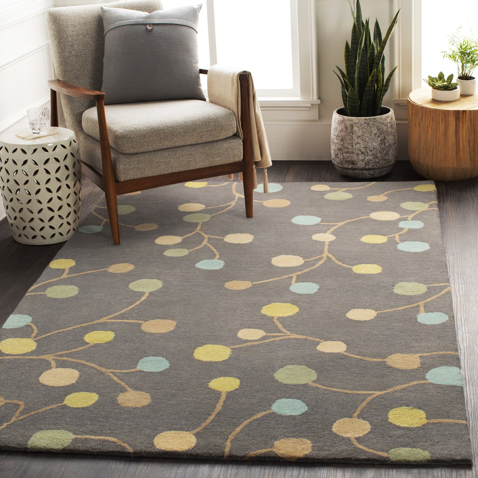 Athena ATH-5107 Rug by Surya in taupe, aqua, light brown. Made from 100% wool in a unique style.