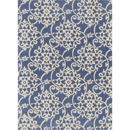 Athena Rug - 20554 by Surya in denim, cream. Made from 100% wool in a unique style.