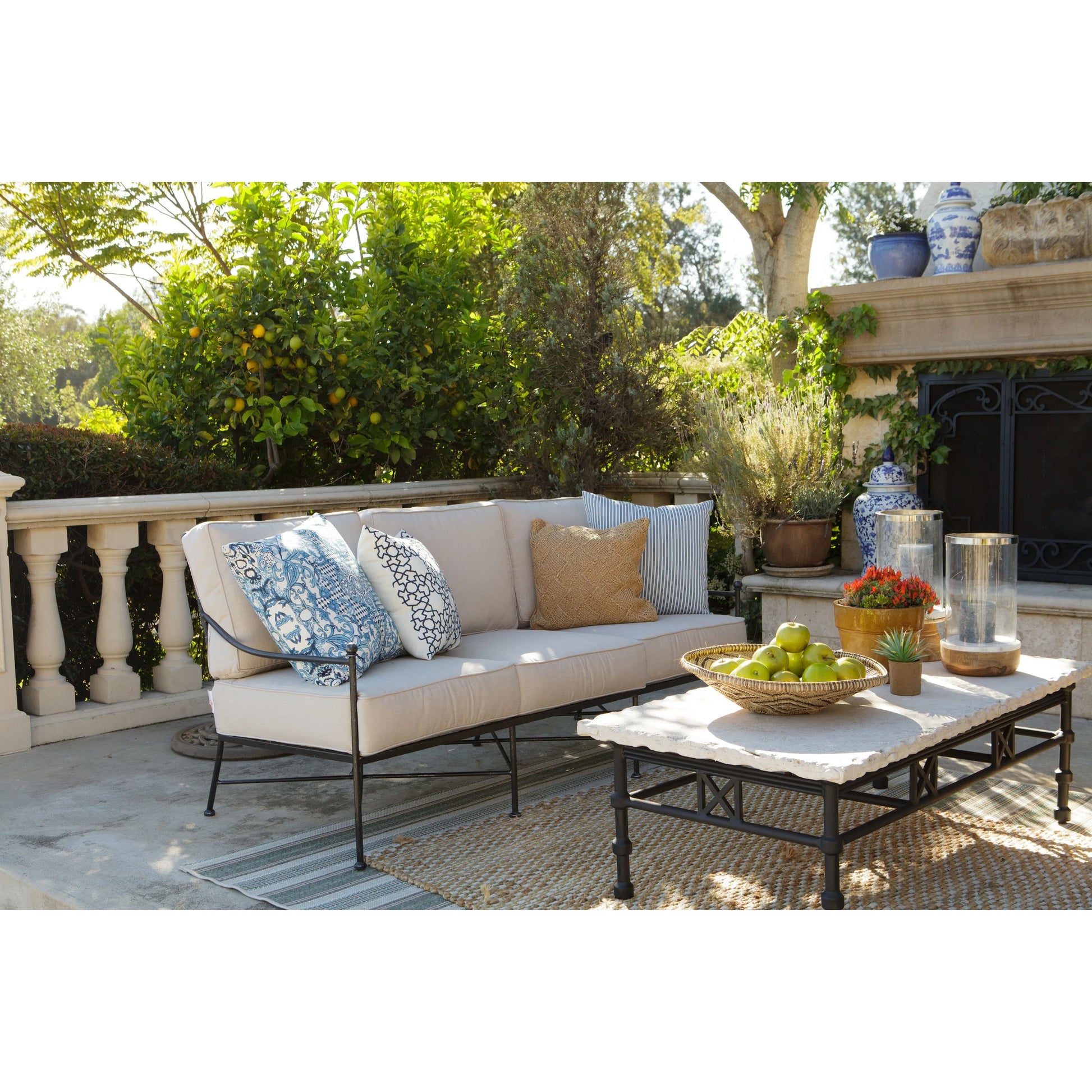 Provence Outdoor Sofa by Sunset West. Made from wrought iron in a modern style.