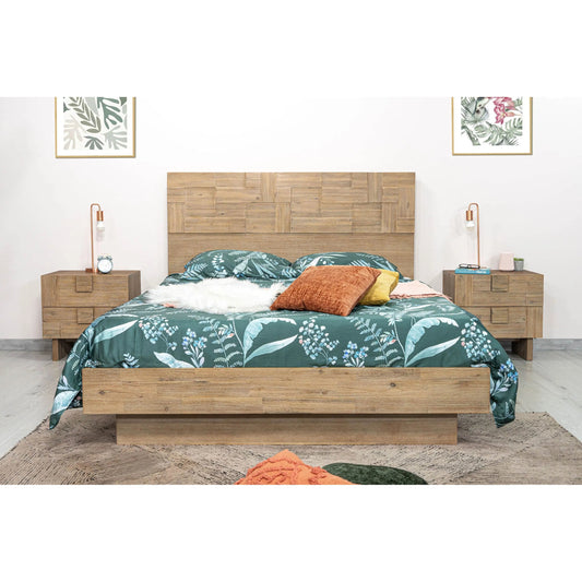 Atlantis Bed by LH Imports in brown and light taupe - brushed. Made from solid acacia, acacia veneer, mdf in a unique style.