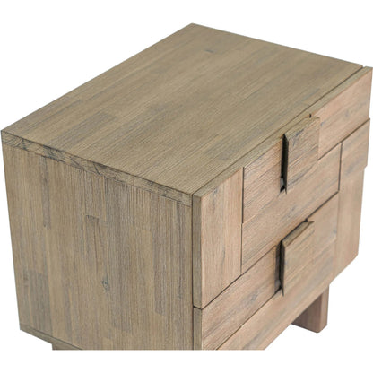 Atlantis Nightstand by LH Imports in grey and light taupe - brushed. Made from solid acacia, acacia veneer, mdf in a transitional style.