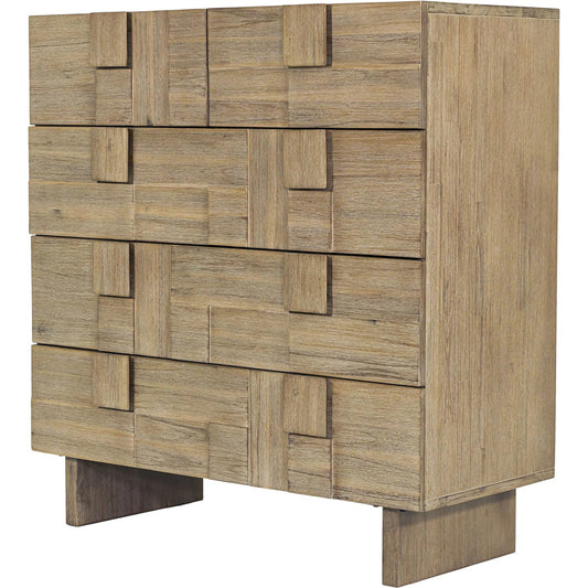 Atlantis 5-Drawer Chest by LH Imports in grey and light taupe - brushed. Made from solid acacia, acacia veneer, mdf in a unique style.