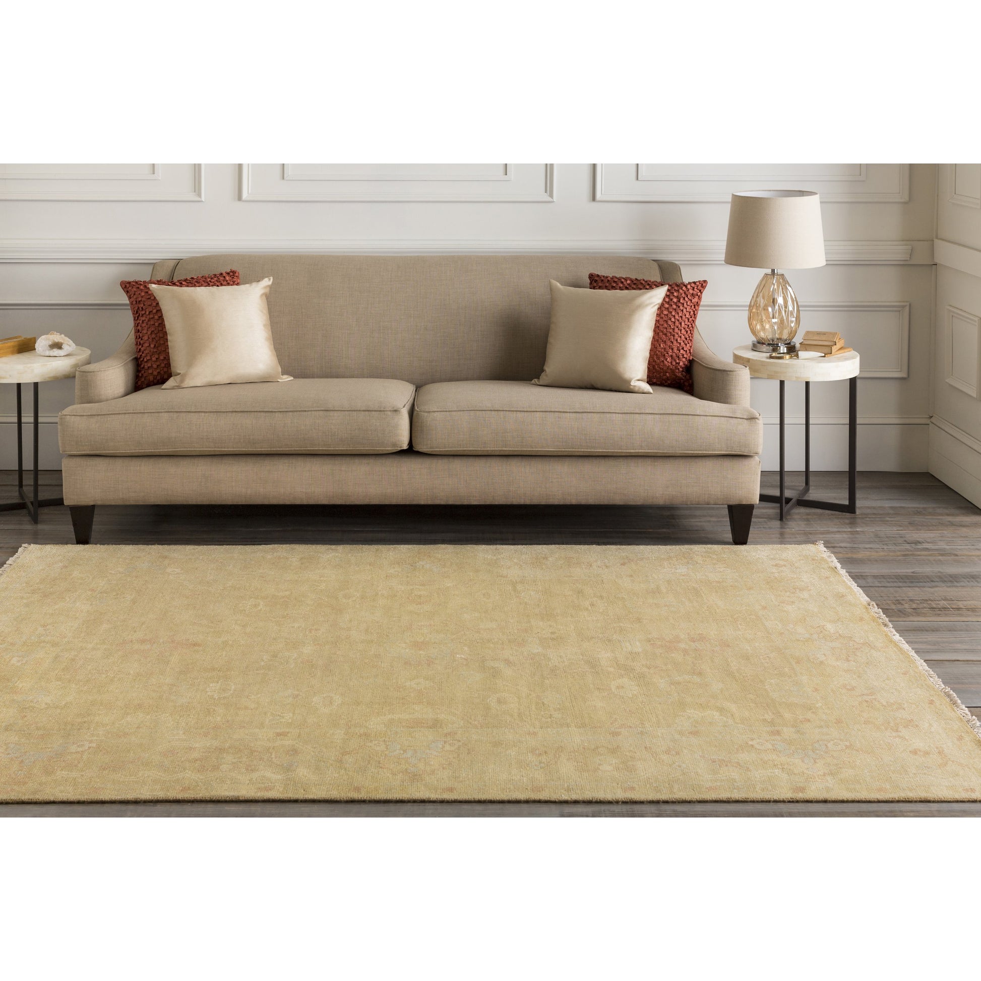 Antique Rug - 1149 by Surya in mustard, tan, dusty pink, slate. Made from 100% new zealand wool in a unique style.
