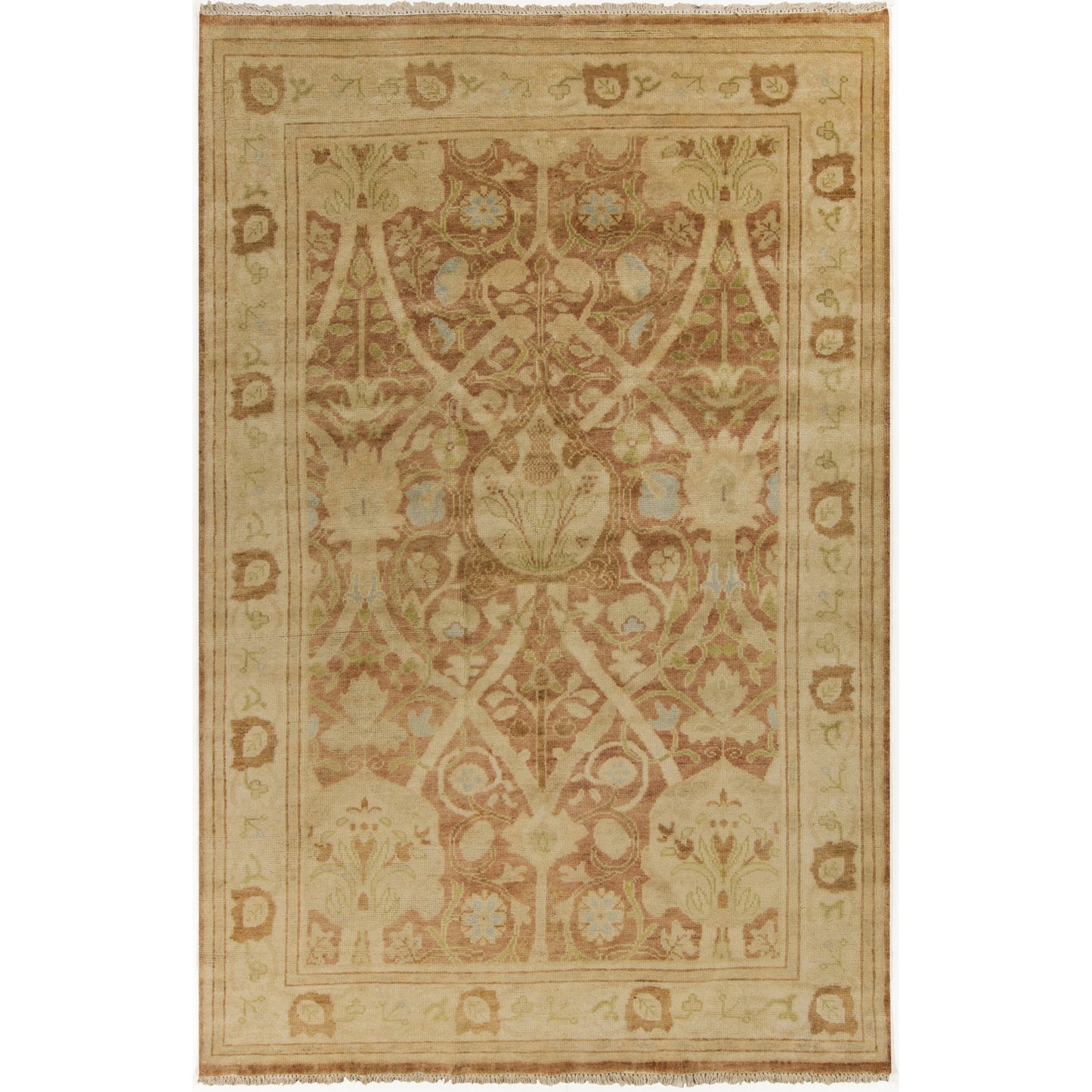 002 47689-20399 | Primary Silo | Antique Rug - 1150 by Surya in tan, ice blue, brown, olive, light olive, burnt orange. Made from 100% new zealand wool in a unique style.