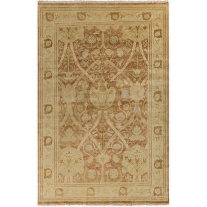 Antique Rug - 1150 by Surya in tan, ice blue, brown, olive, light olive, burnt orange. Made from 100% new zealand wool in a unique style.