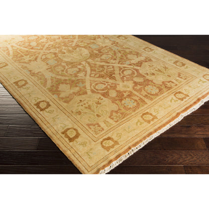 Antique Rug - 1150 by Surya in tan, ice blue, brown, olive, light olive, burnt orange. Made from 100% new zealand wool in a unique style.