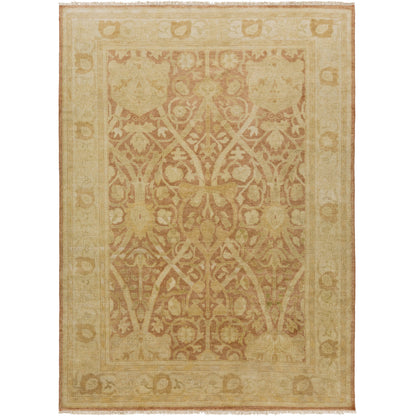 Antique Rug - 1150 by Surya in tan, ice blue, brown, olive, light olive, burnt orange. Made from 100% new zealand wool in a unique style.