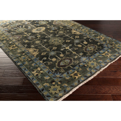 Antique Rug - 28441 by Surya in medium green, dark green, charcoal, slate, taupe, light olive. Made from face: 100% new zealand wool in a unique style.