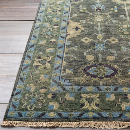 Antique Rug - 28441 by Surya in medium green, dark green, charcoal, slate, taupe, light olive. Made from face: 100% new zealand wool in a unique style.