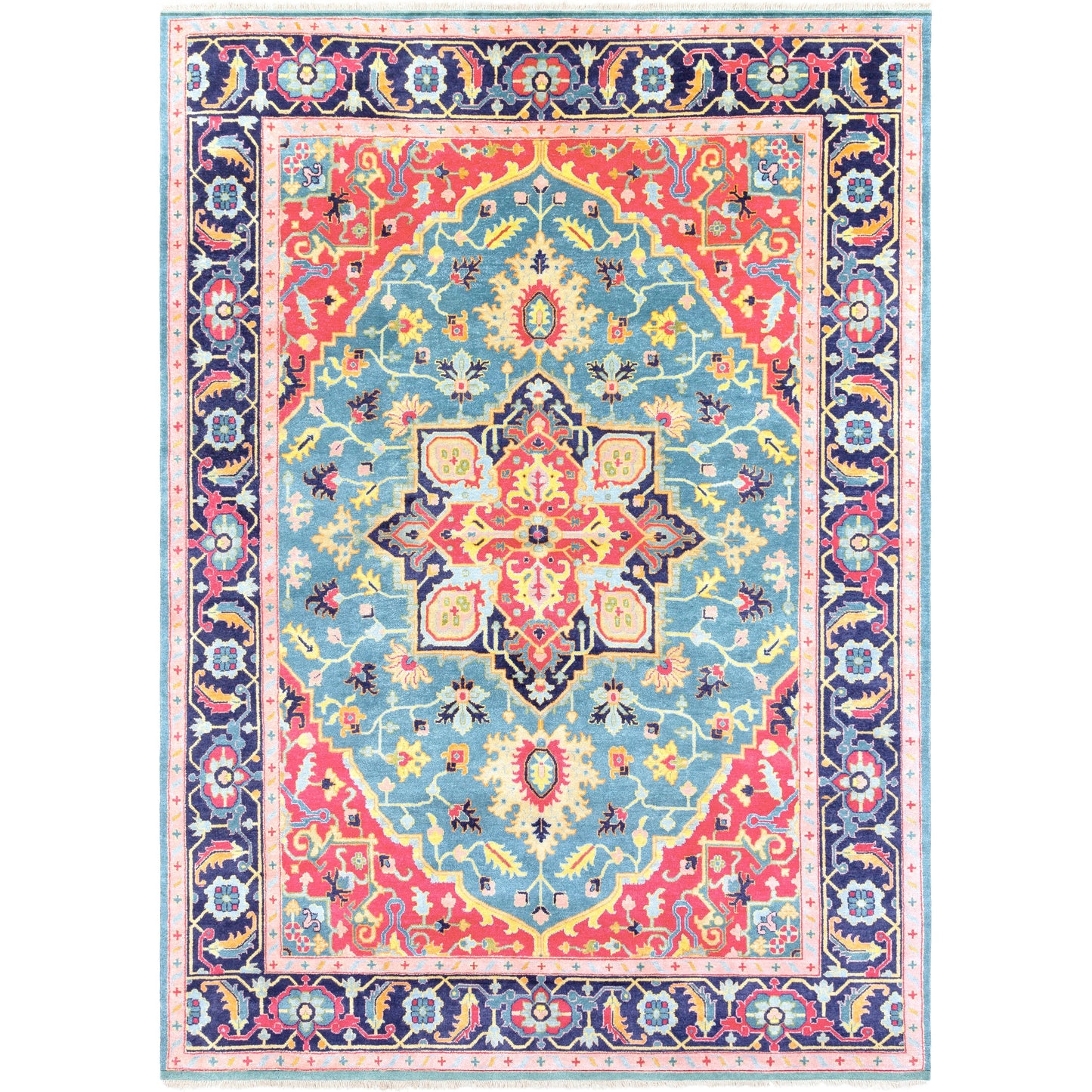 001 97589-20402 | Primary Silo | Antique Rug - 12639 by Surya in teal, rose, dark blue, seafoam, dusty coral, light brown. Made from 100% new zealand wool in a unique style.