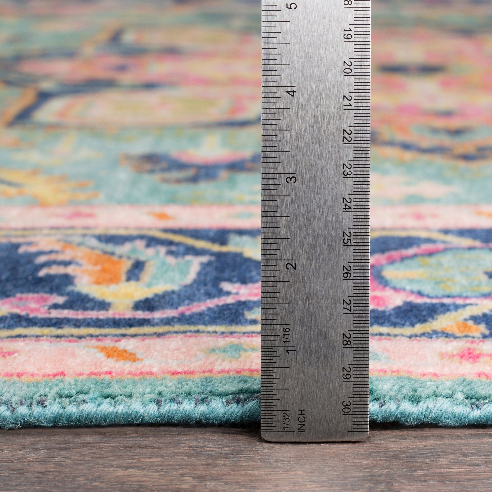 Antique Rug - 12639 by Surya in teal, rose, dark blue, seafoam, dusty coral, light brown. Made from 100% new zealand wool in a unique style.