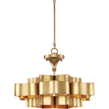 Grand Lotus Pendant/Semi-Flush Mount by Currey and Company. Made from wrought iron in a modern style.