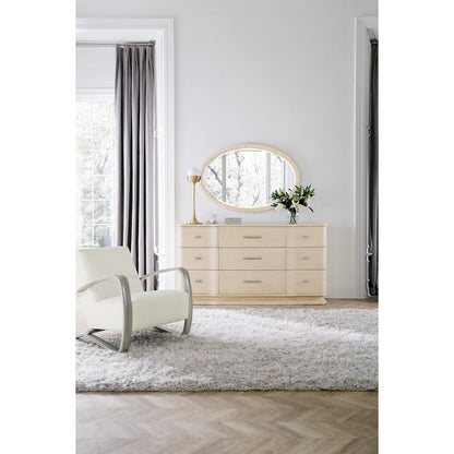 Nouveau Chic Oval Mirror by Hooker Furniture in sandstone. Made from wood, mirror glass in a modern style.