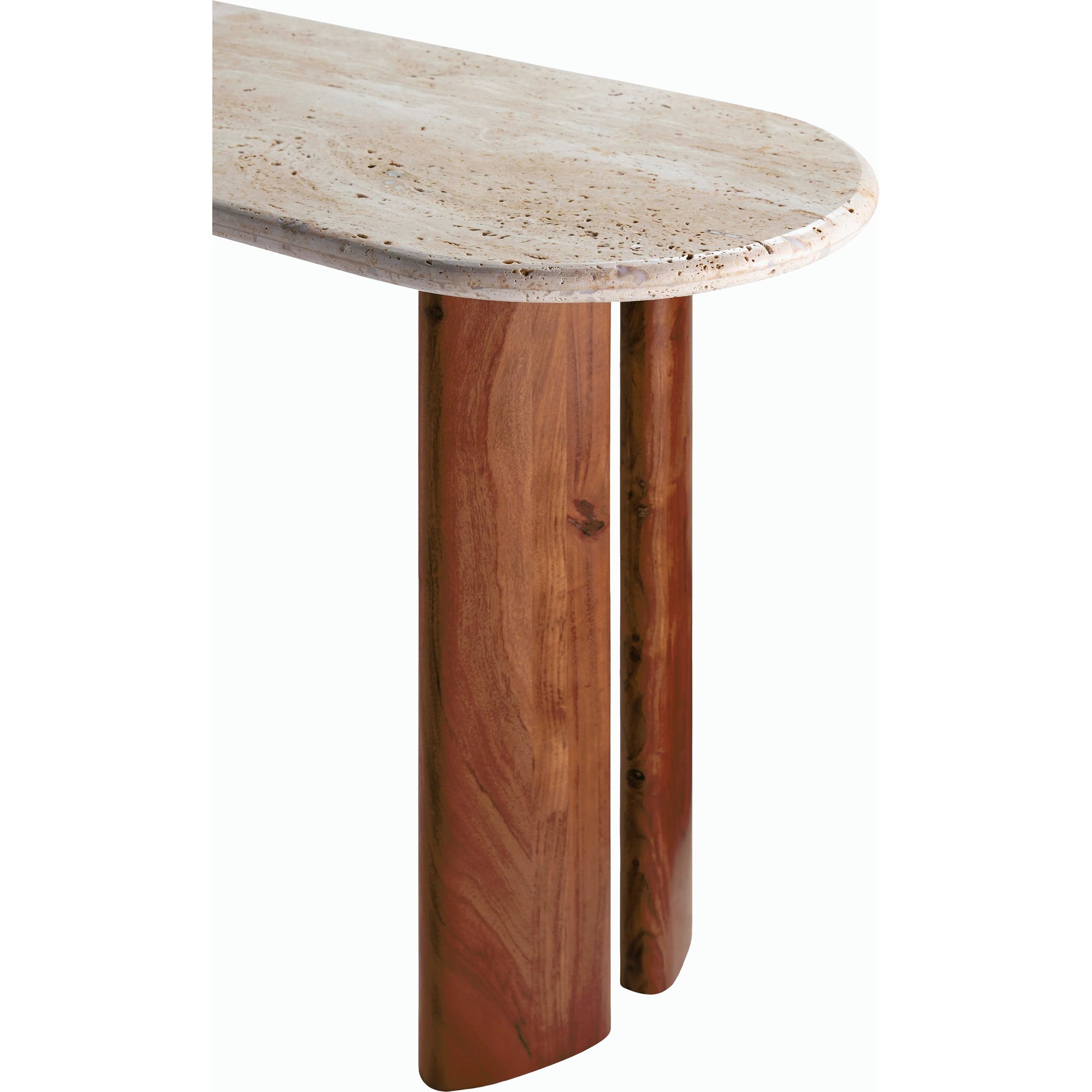 Abacus Console Table by Surya in top: cream, base: dark brown and lacquerednatural. Made from travertine, acacia, manufactured wood in a modern style.