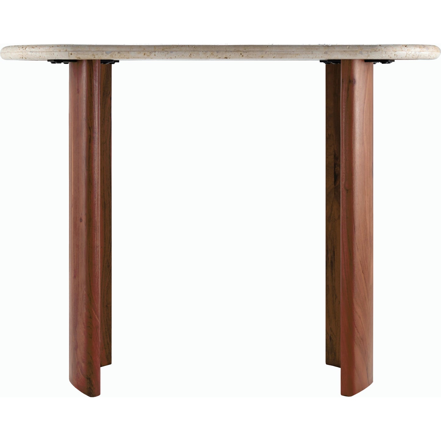 001 SI-2164080 | Closeup | Abacus Console Table by Surya in top: cream, base: dark brown and lacquerednatural. Made from travertine, acacia, manufactured wood in a modern style.