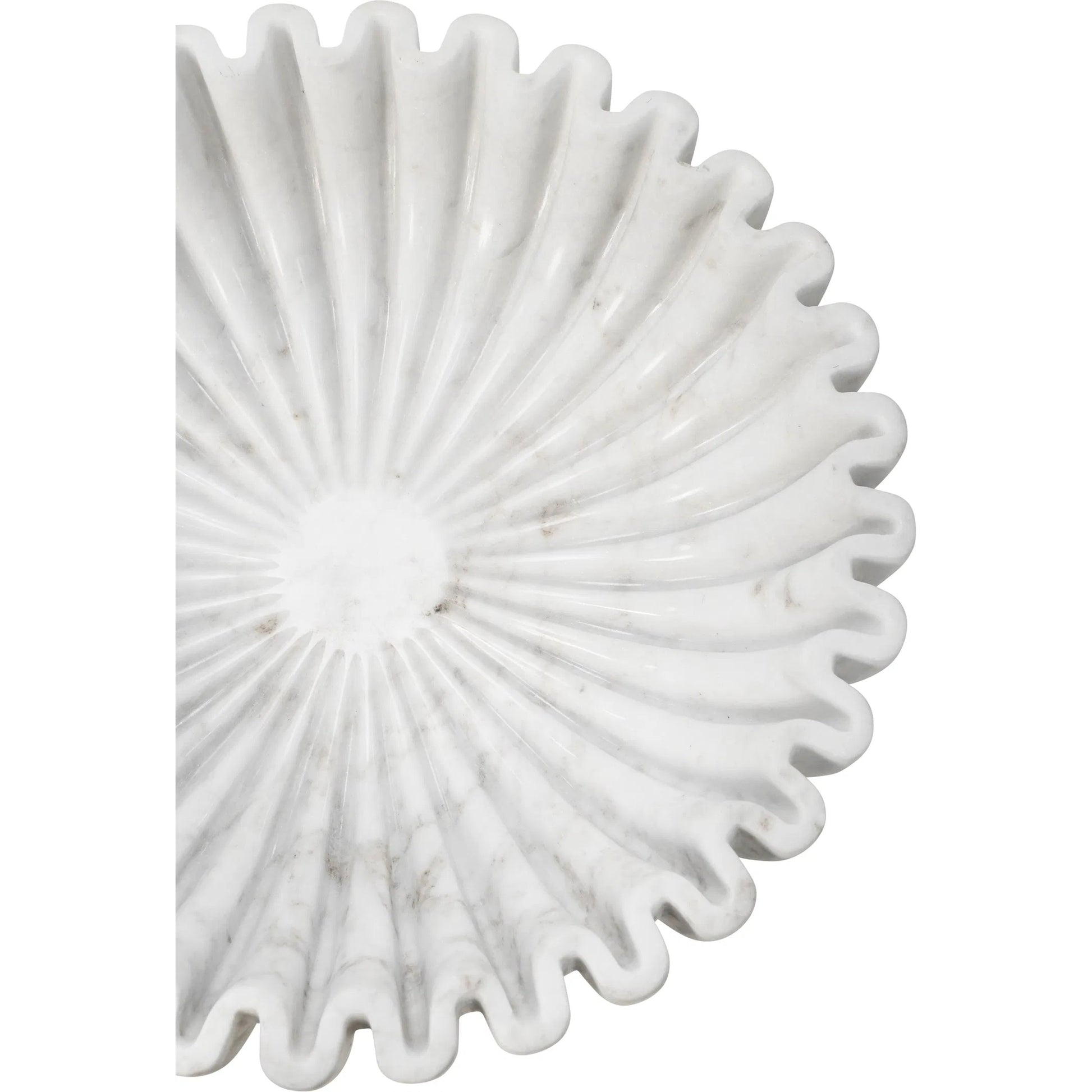 Augie Round Fluted White Marble Bowl by Worlds Away. Made from unique in a unique style.