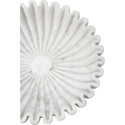 Augie Round Fluted White Marble Bowl by Worlds Away. Made from unique in a unique style.
