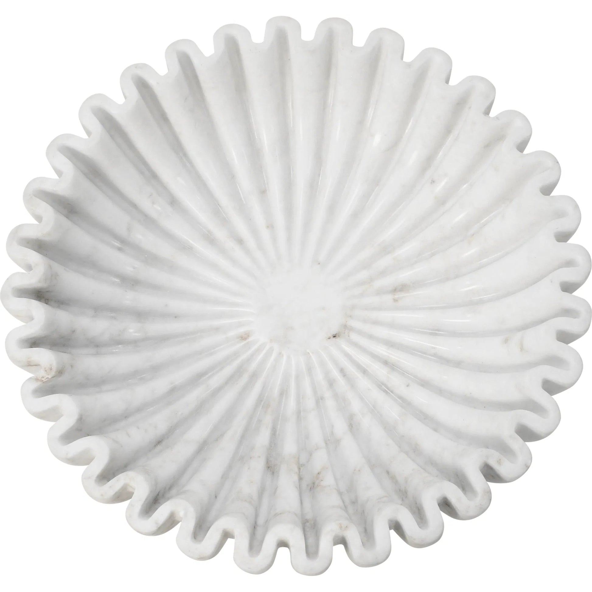 Augie Round Fluted White Marble Bowl by Worlds Away. Made from unique in a unique style.