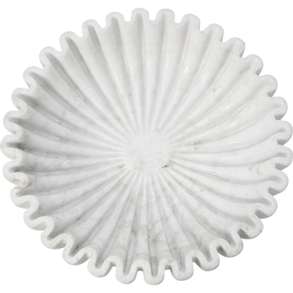 Augie Round Fluted White Marble Bowl by Worlds Away. Made from unique in a unique style.