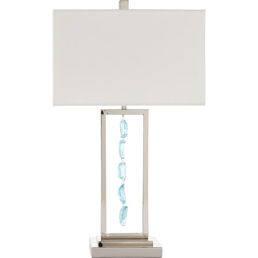 Aurelia Lamp - 23672 by Surya in multi and aqua, white. Made from linen, glass, metal in a coastal style.